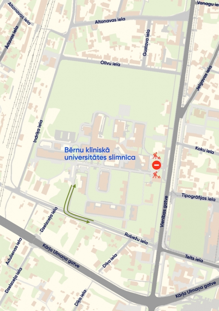 Centrālā iebrauktuve Bērnu slimnīcā