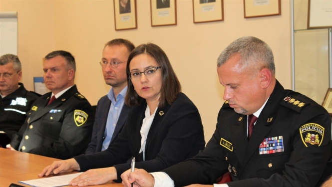 Rīgas domes priekšsēdētāja vietniece Linda Ozola tiekas ar Rīgas pašvaldības policijas priekšnieku Juri Lūkasu 