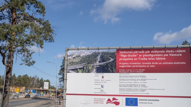 Skultes pārvada izbūves informatīvais plakāts