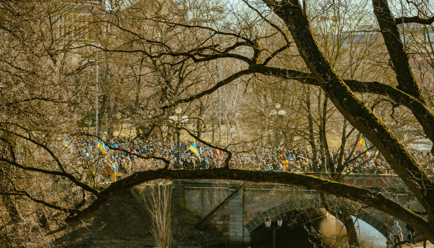 Cilvēki ar karogiem