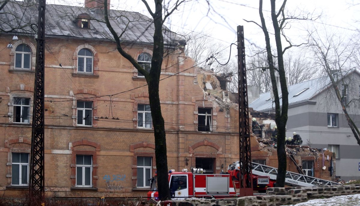 Melnsila ielā sprādzienā cietušā ēka