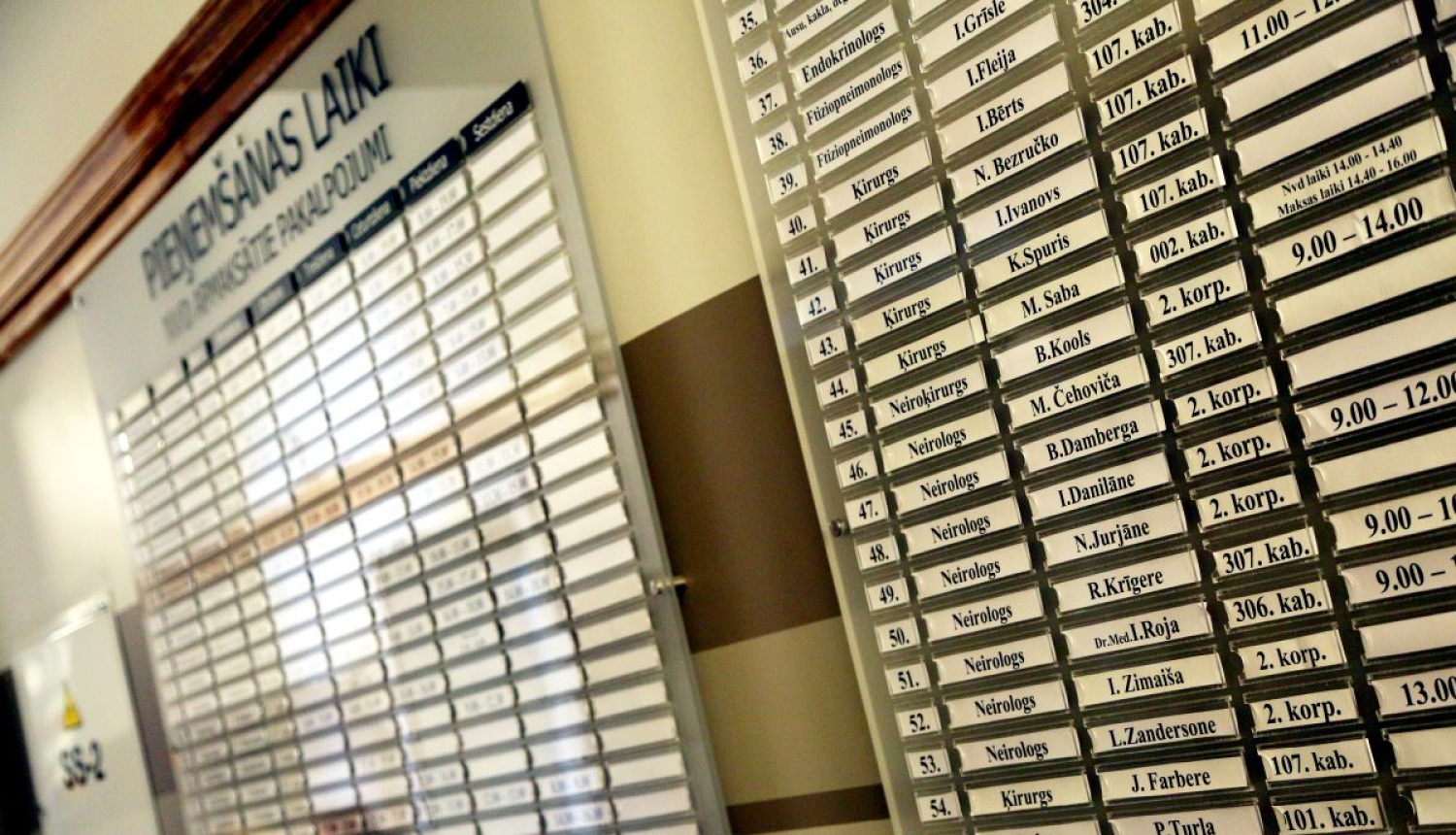 Slimnīcas medicīnas personāla pieņemšanas grafiks