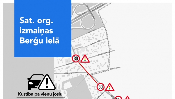 Satiksmes organizācijas izmaiņas Berģu ielā